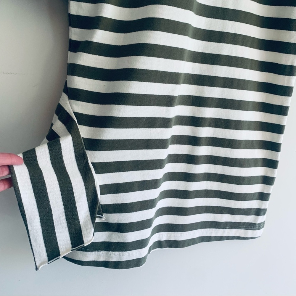 COOP by Frelise Cooper Khaki White Stripe Knee Length T Shirt Dress Women's SM - Picture 9 of 16